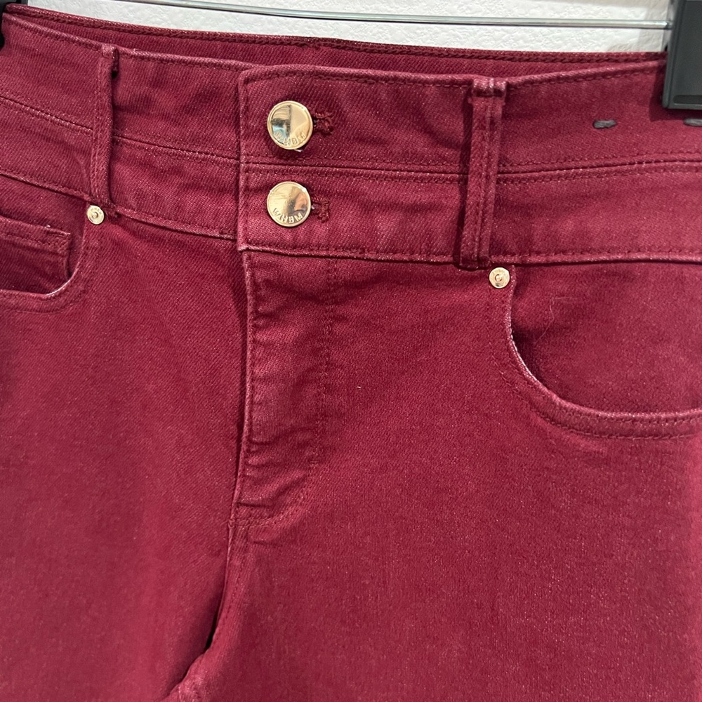 WHBM Extra High Rise Trouser Pants Burgundy Wine Size 4 - Picture 4 of 8